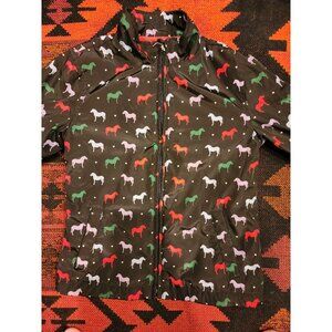 Ariat Girls Black Jacket Color Horse Print Zip Lightweight Fleece Line S/P 8